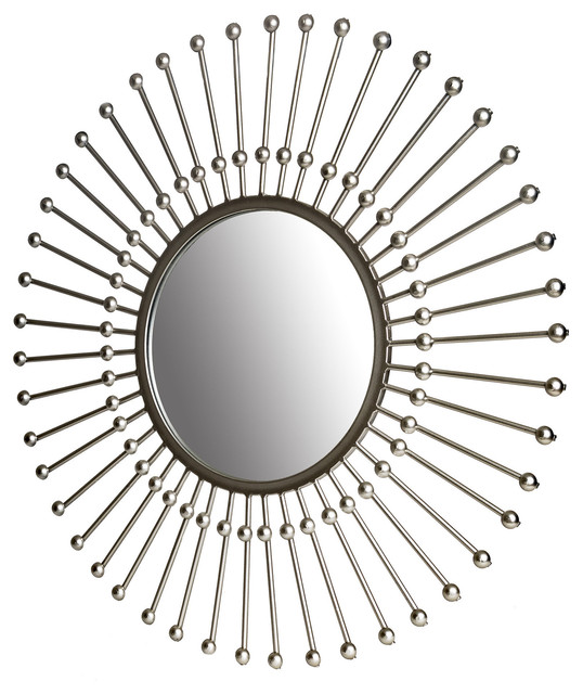 30 Silver Round Beaded Sunburst Wall Accent Mirror