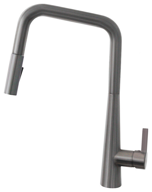 Modern Single Handle  Pull Down Sprayer Kitchen Faucet in Gunmetal