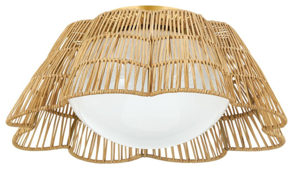 Mitzi Rosa Flush Mount Aged Brass Tropical Flushmount Ceiling
