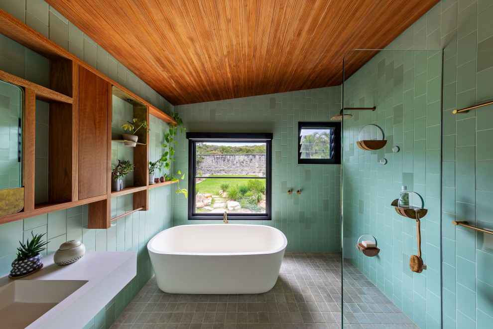 Immagine di una stanza da bagno contemporanea