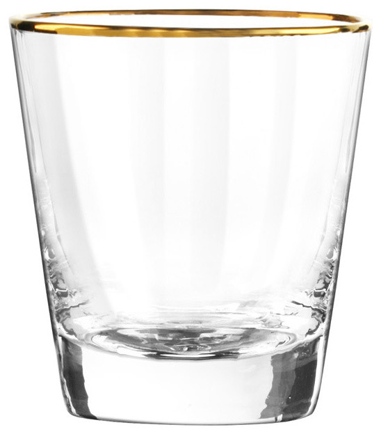Dominion Double Old Fashioned Glasses, Set of 4, Gold Contemporary