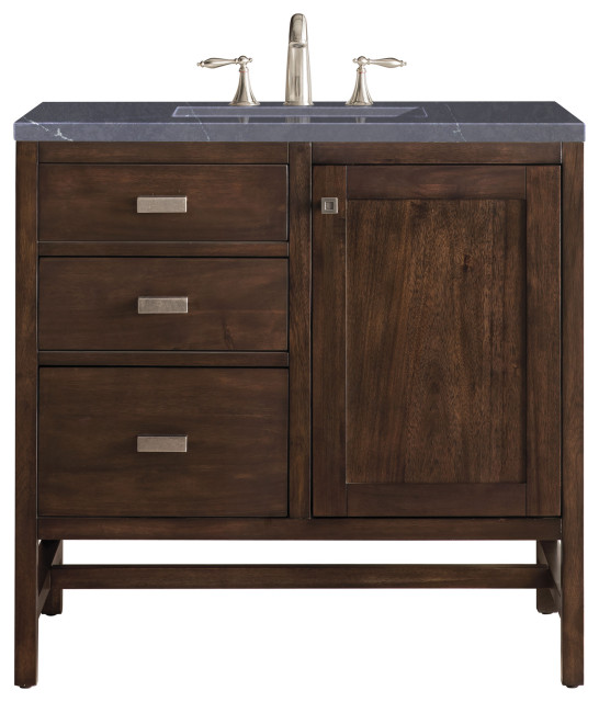 Addison 36" Vanity, Mid Century Acacia, Charcoal Soapstone Quartz Top