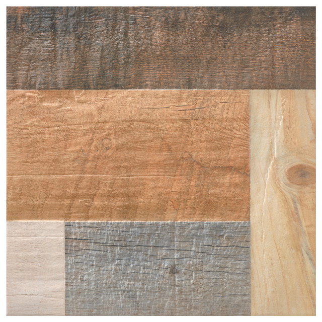 17.38"x17.38" Lumber Porcelain Floor/Wall Tile, Case of 8, Rustico