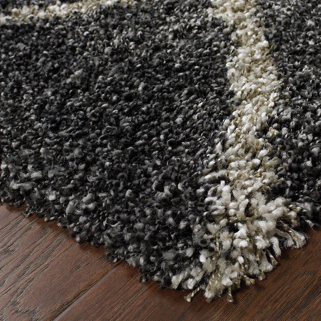 Nourison Brisbane Shabby Chic Shag Area Rug 6'7 x6'7 CHARCOAL Nourison Brisbane Shabby Chic Shag Area Rug 6'7 x6'7 CHARCOAL