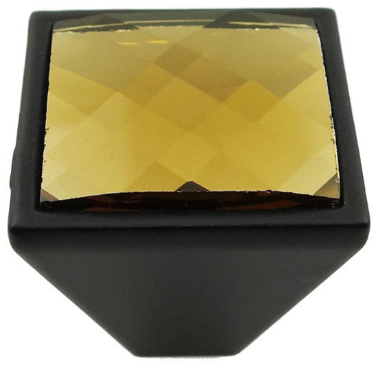 MultiFaceted Champagne Gold Black Metal Square Frustum Knob