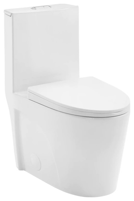 St. Tropez One-Piece Elongated Toilet, Dual-Flush. Finishes: Matte Black, Matte White, & Bisque (SM-1T254)