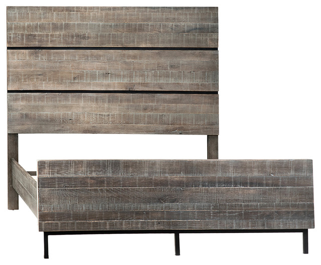 Montana Grey Oak Queen Bed Industrial Platform Beds by Design Mix Furniture Houzz