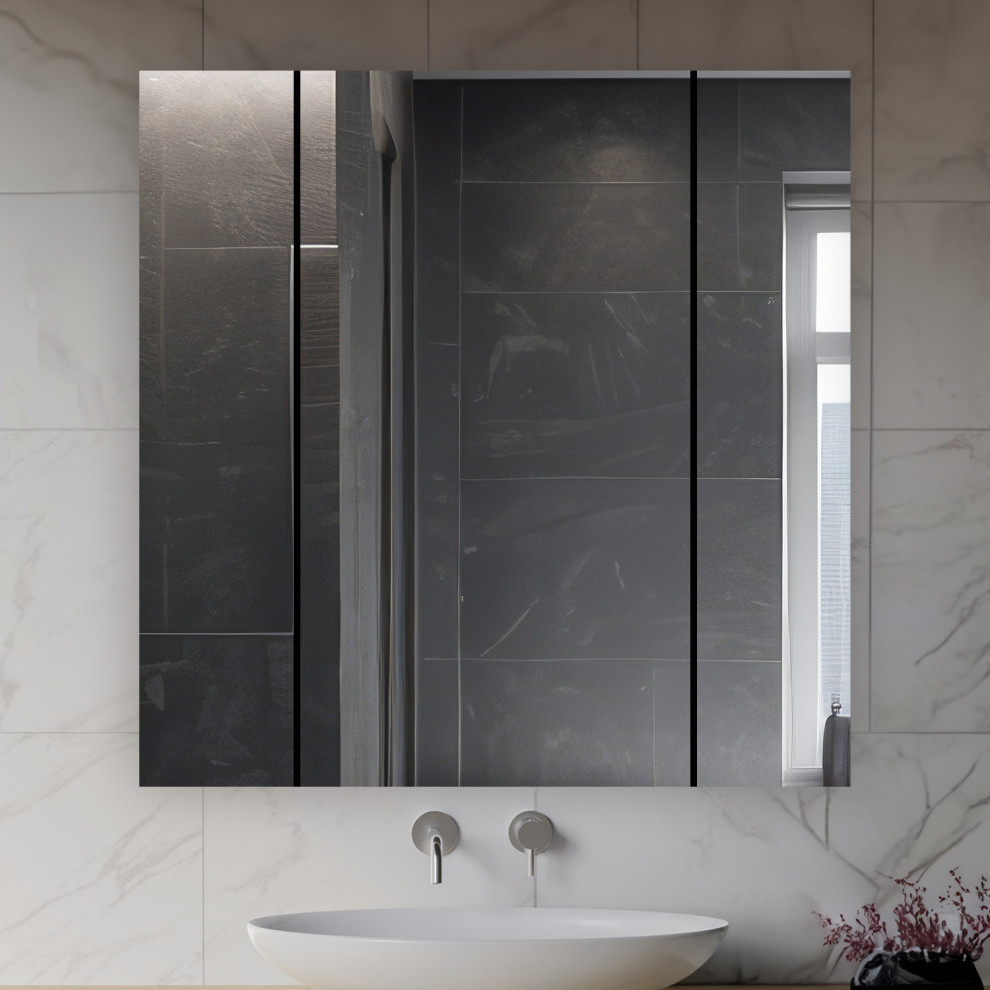 AQUADOM Royale Medicine Electrical Outlet, Defogger Triple Door 40"x30" Modern