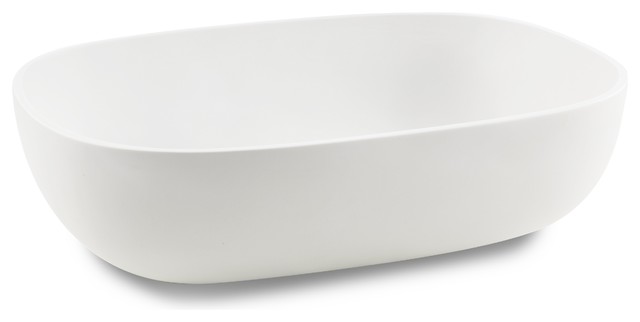 CP White Rectangular Vessel Sink Above Counter Sink Lavatory for Vanity, Resin