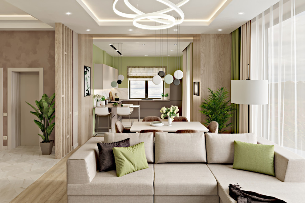 Дом - 130 м2. Кухня - гостиная - холл №1