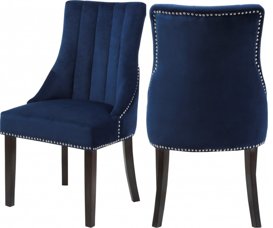 Oxford Velvet Upholstered Dining Chair (Set of 2), Navy