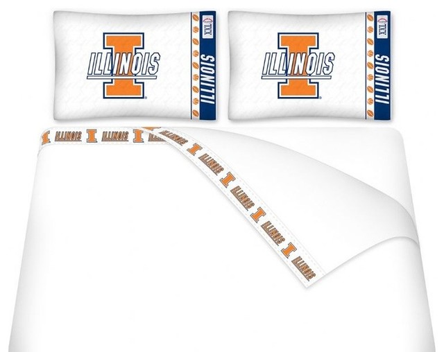 Sports Coverage NCAA Illinois Fighting Illini Microfiber Sheet Set - Twin