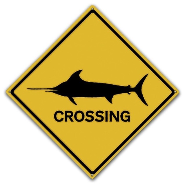 Swordfish Crossing, Classic Metal Sign Beach Style Novelty Signs by Legend Studio Houzz