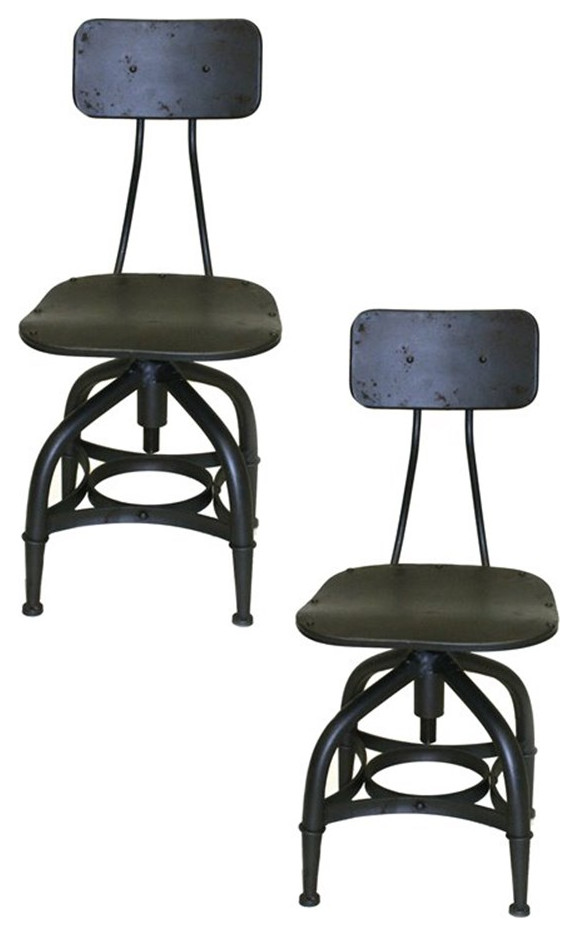 American Home Classic Harvey Metal Dining Chairs in Dark Gray (Set of 2