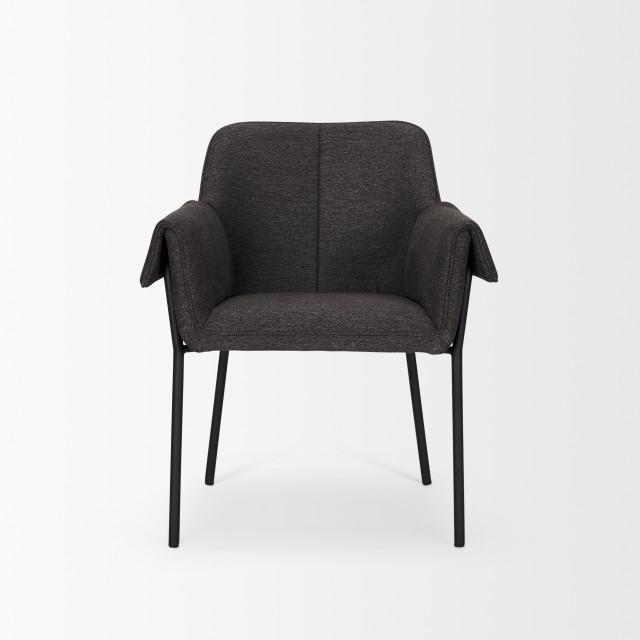 Brently Dining Chair With Gray Fabric and Matte Black Metal Legs, Set ...