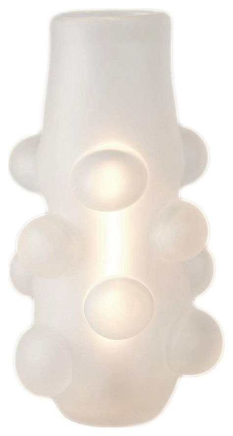 White Frost Art Glass Bubble Table Lamp Column Sculpture 18 x 12 in Modern
