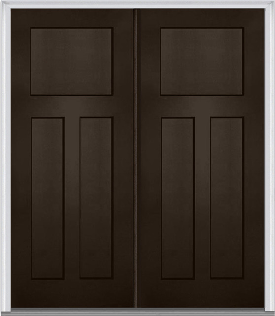 3 Panel Shaker Fiberglass Black Double Door Contemporary Front