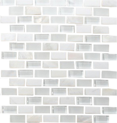 White Mother of Pearl and Stone Glass Tile - Contemporary - Mosaic Tile ...