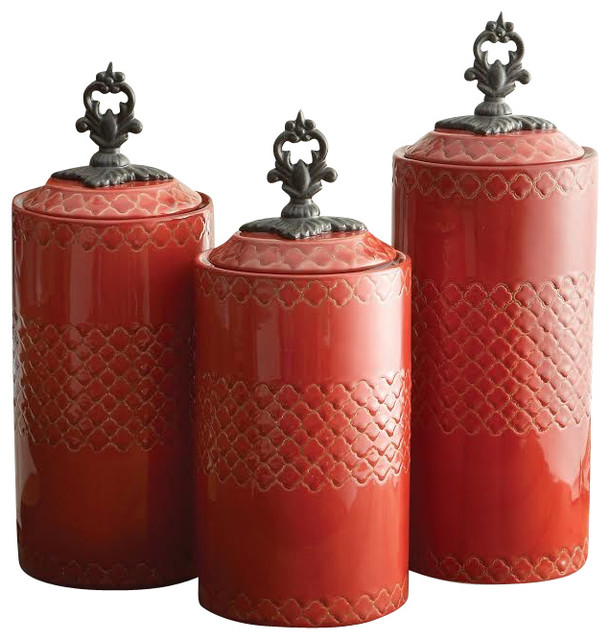 American Atelier Quatra Red Canister Set