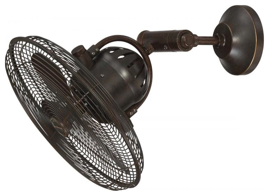 14" Bellows IV Wall Fan in Aged Bronze Textured