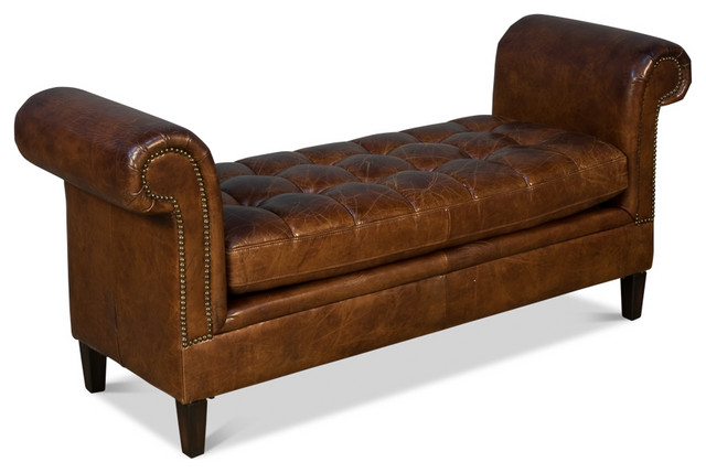 63 L Liberio Bench Top Grain Leather Rolled Arms Tapered Rubber Wood Legs Transitional Upholstered Benches By Noble Origins Llc Houzz 63 L Liberio Bench Top Grain Leather, Upholstered Bench With Rolled Arms