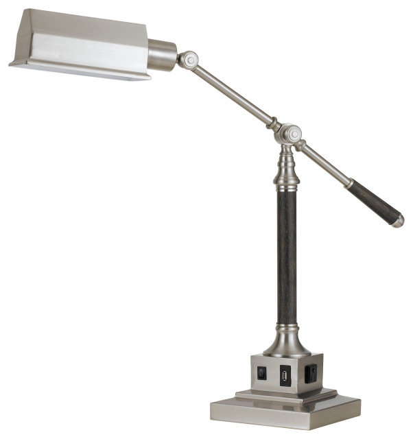 Benzara BM224879 60 Watt Metal Desk Lamp with Adjustable Arm & Head, Silver
