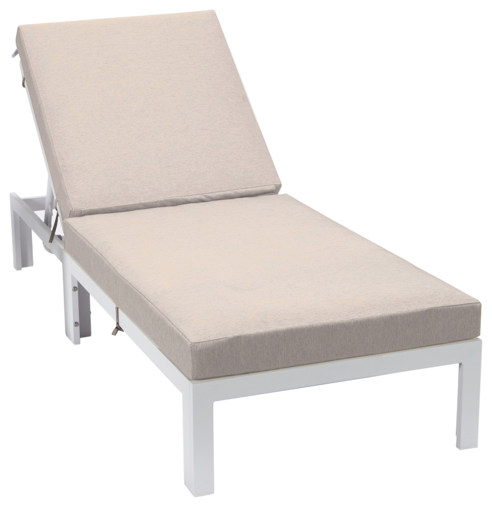 Chelsea White Patio Chaise Lounge Chair With Cushions Contemporary