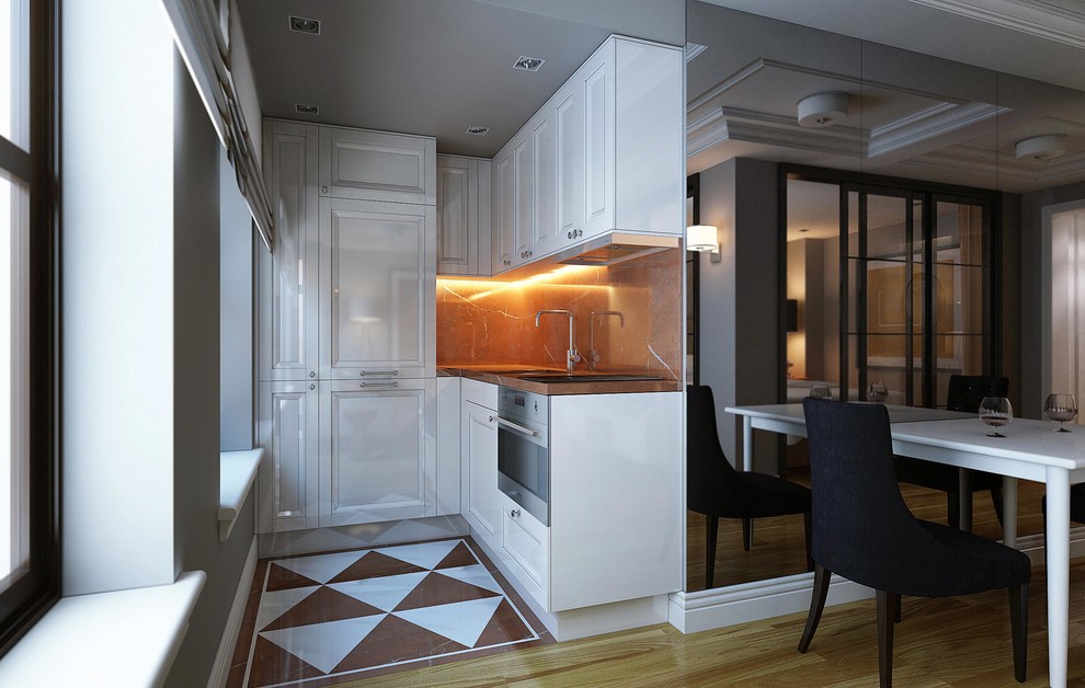 Eat-in kitchen - mid-sized transitional eat-in kitchen idea in New York