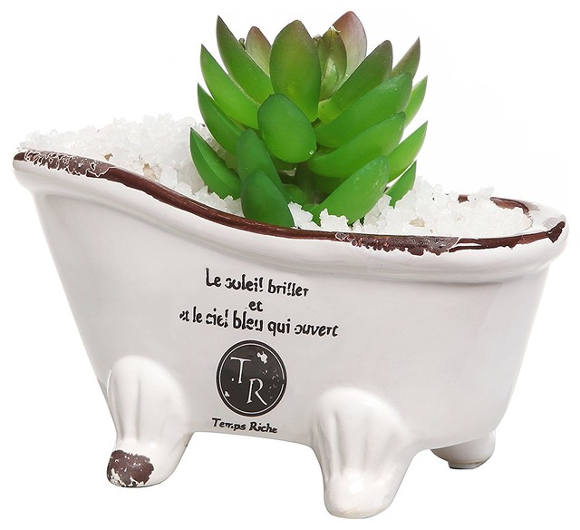 White Porcelain Pee French Country Style Claw Foot Bathtub White Porcelain Pee French Country Style Claw Foot Bathtub Vintage Flower Pot