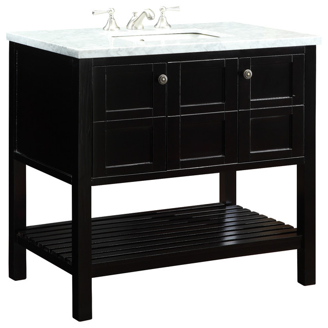 Bonham Bathroom Vanity With Open Shelf Dark Brown 35 Bonham Bathroom Vanity With Open Shelf Dark Brown 35 Transitional