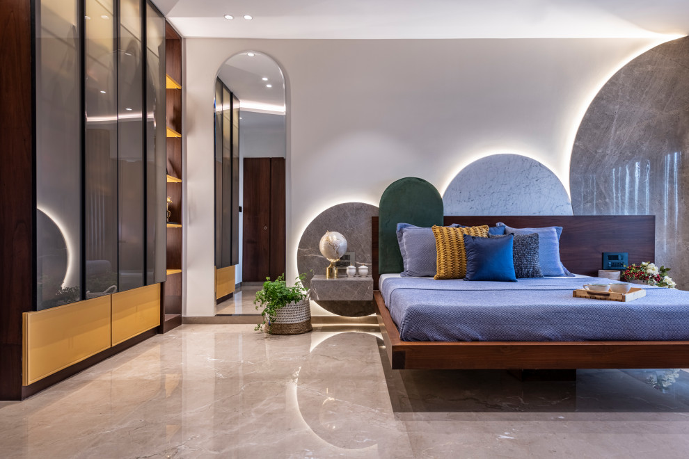 This is an example of a contemporary bedroom in Mumbai.