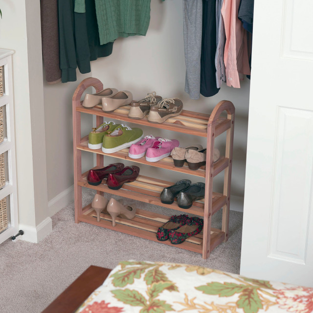 Household Essentials CedarFresh 4-Tier Cedar Shoe Rack - Transitional ...