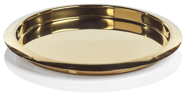 round gold serving tray