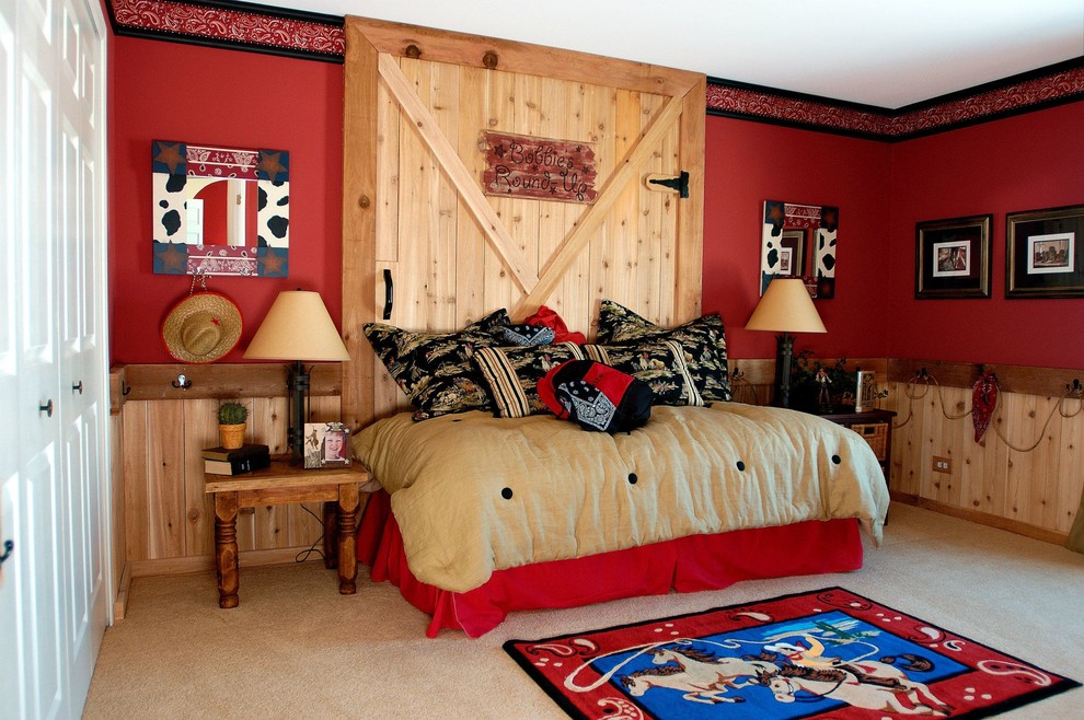 Bedroom - rustic bedroom idea in Chicago