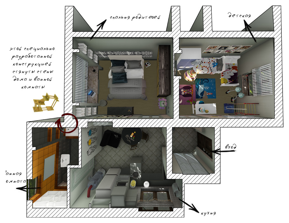 Реконструкция и ремонт половины дома для молодой семьи в центре Краснодара