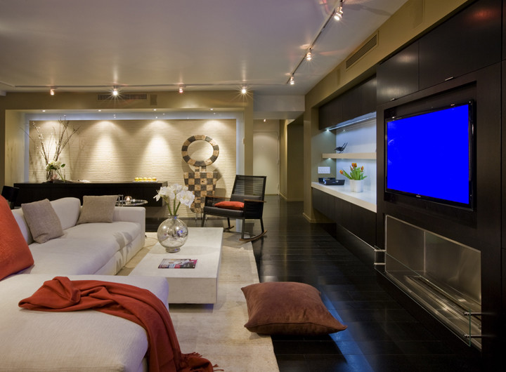 Inspiration for a modern home theatre in DC Metro.