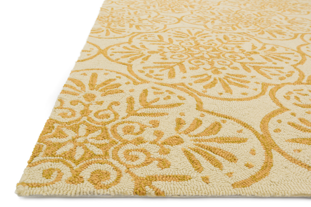 Yellow, Ivory Indoor/Outdoor Venice Beach Area Rug by Loloi, 5'x7'6"