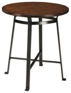 Round Counter Table in Rustic Brown Finish
