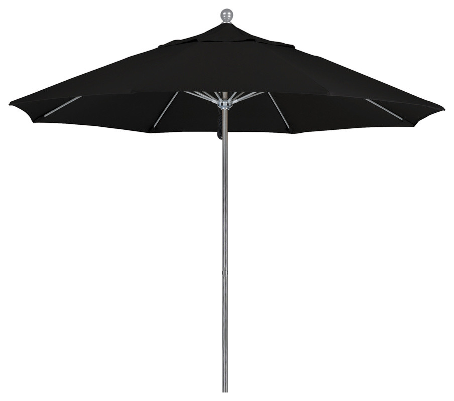 9 Foot Olefin Fabric Aluminum Pulley Lift Patio Market Umbrella, Silver Pole