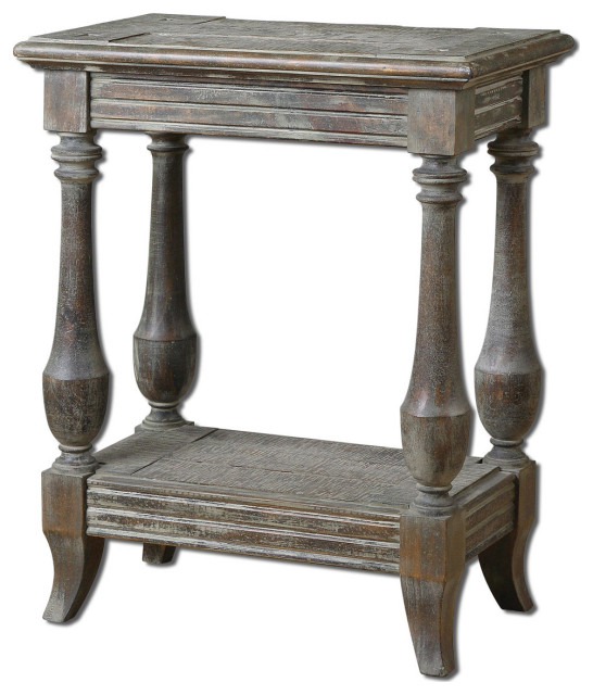 Hunter End or Side Table in Waxed Limestone Farmhouse Side Tables
