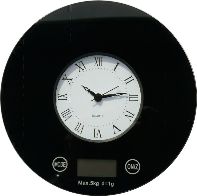 iFresh Digital Kitchen Scale with Quartz Clock, Black
