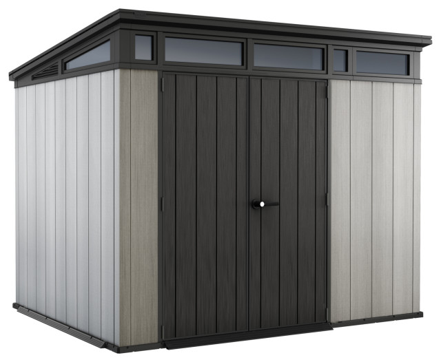 Keter Artisan 9"x7" Large Outdoor Resin Storage Shed With Modern Gray Design