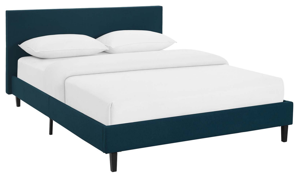Anya Full Upholstered Fabric Bed, Azure