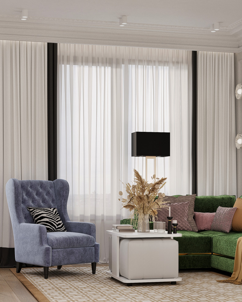 Стильный интерьер с элементами ар-деко в ЖК Петровский квартал на воде - 99 м2