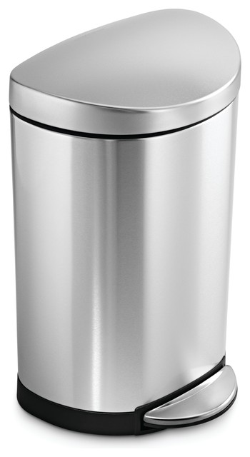 10 Litre Semi-Round Step Can,  Fingerprint-Proof Brushed Stainless Steel