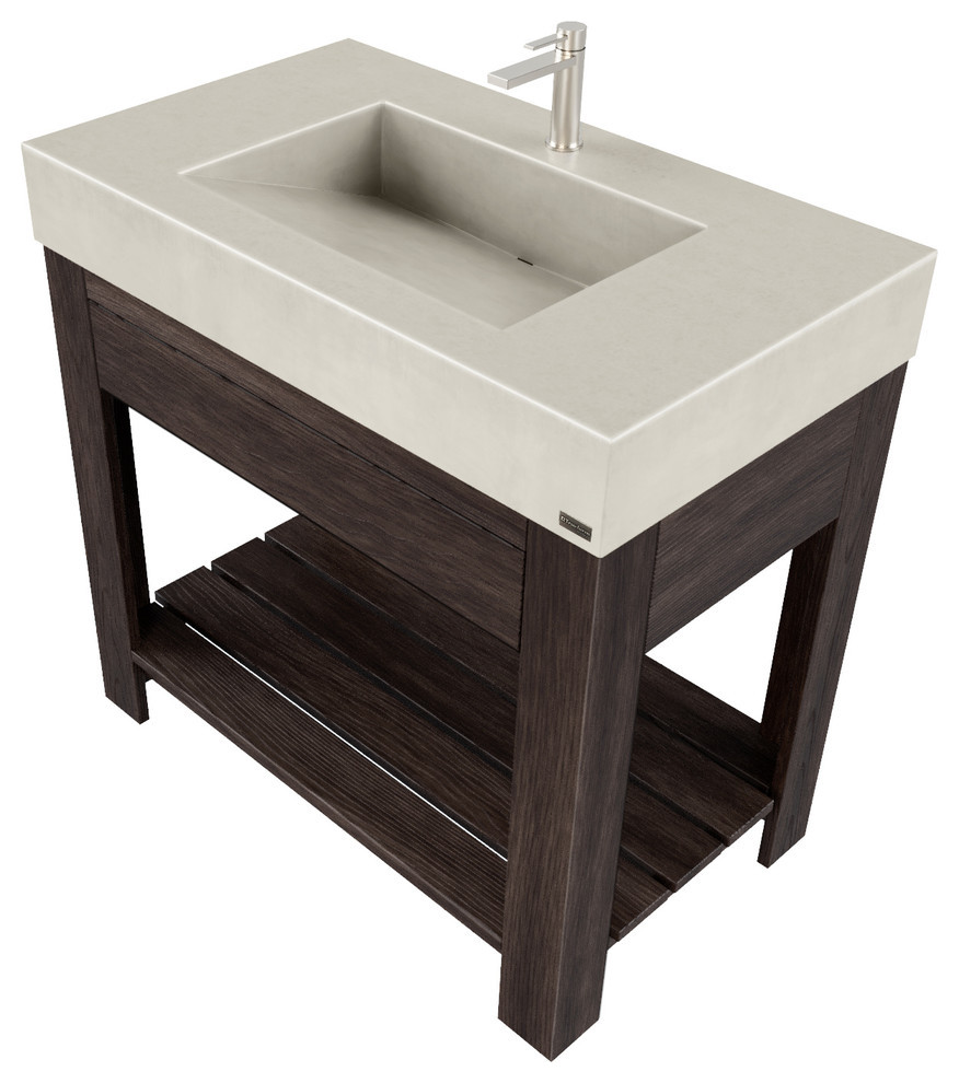 36" Lavare Vanity With Concrete Ramp Sink and Drawer Industrial