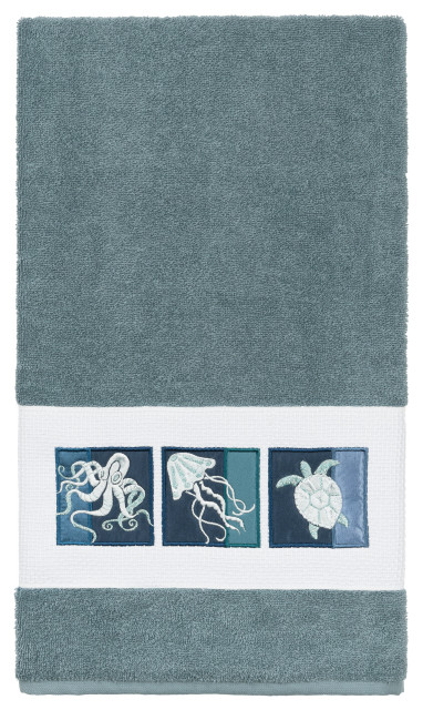 Linum Home Textiles Scarlet 3PC Embellished Towel Set Teal 