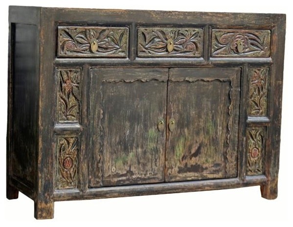 Consigned, Carved 3-Drawer Cabinet