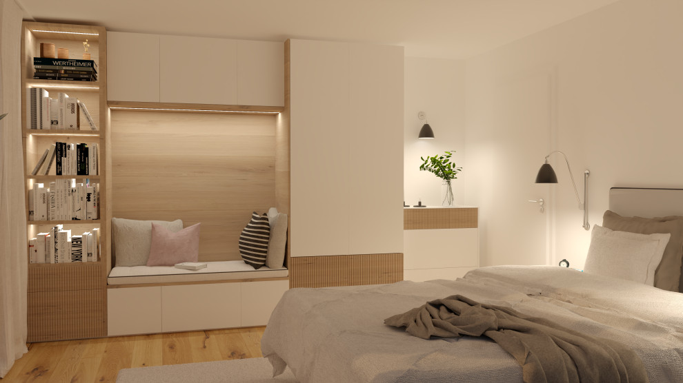 This is an example of a medium sized scandinavian bedroom in Munich.