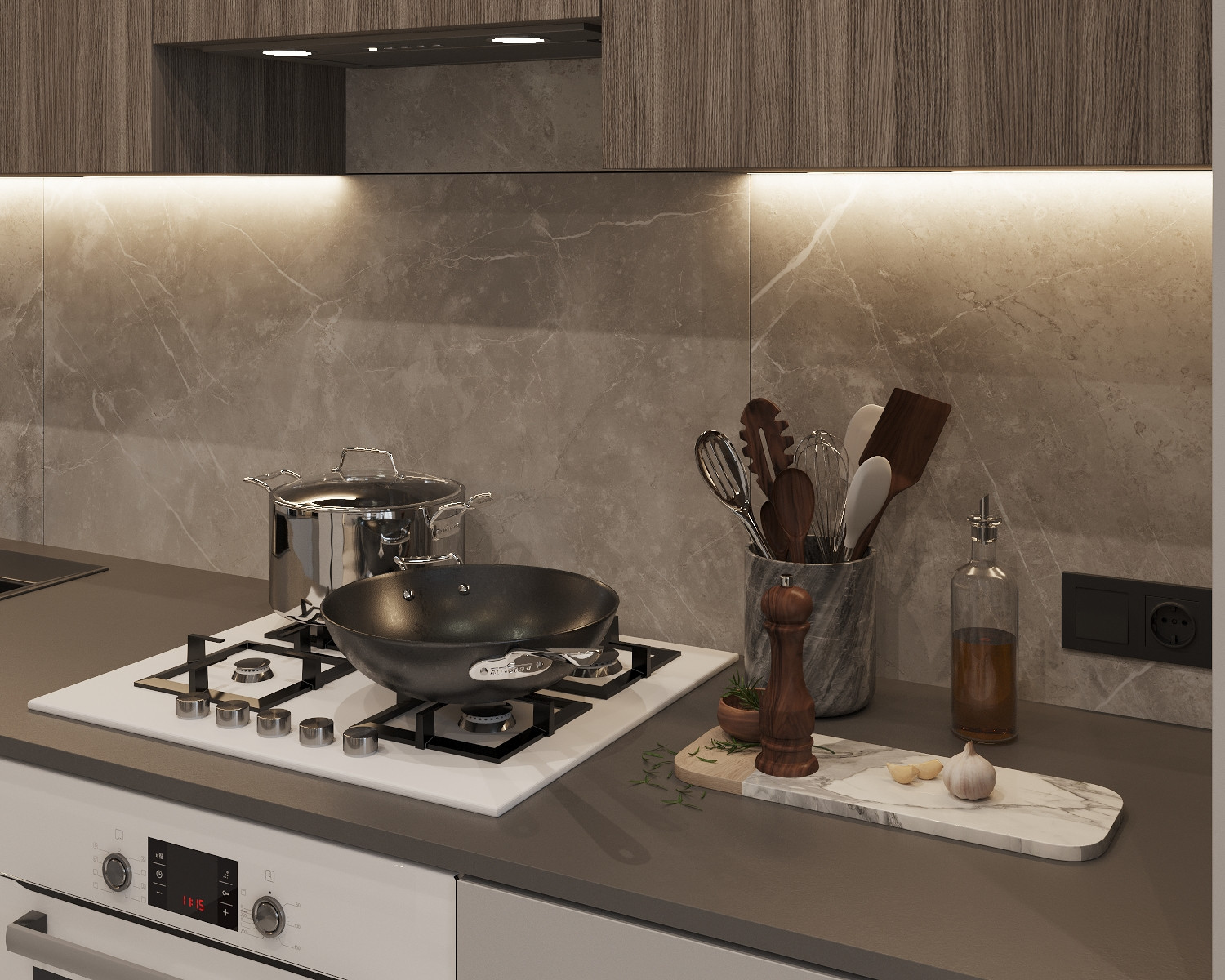 Современная кухня-столовая ЖК Аристократ